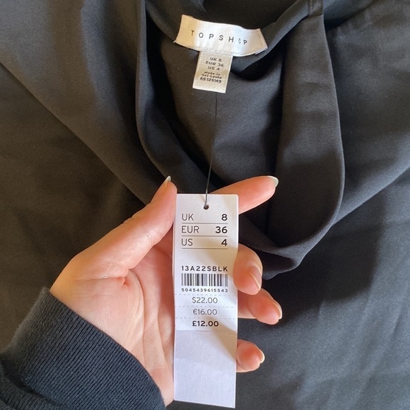 Topshop black cowl neck cami tank top with tie straps, size 4 - Picture 4 of 5